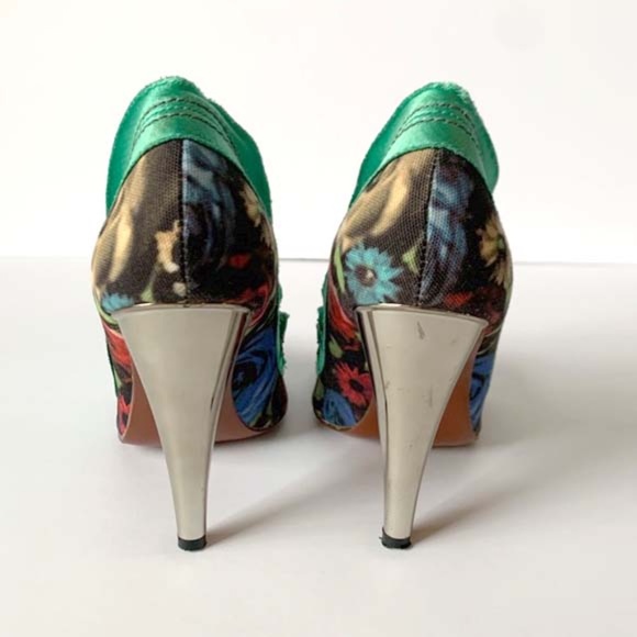 LANVIN x H&M GREEN FLORAL PUMP SATIN BOW - Picture 6 of 10